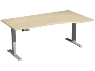 In hoogte verstelbaar bureau in vrije vorm,HxBxD 730-1230x1800x1000mm - 1