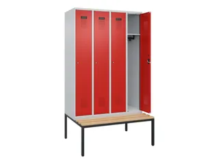 locker met bank,HxBxD 2120x1200x815mm,4vak,vak B 300mm,cilinderslot - 1