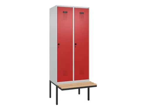 locker met bank,HxBxD 2120x800x815mm,2vak,vak B 400mm,draaigrendel