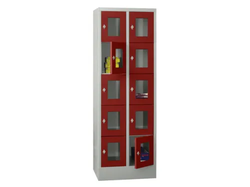 lockerkast,HxBxD 1850x600x500mm,2x5vakken,RAL7035,front RAL3000