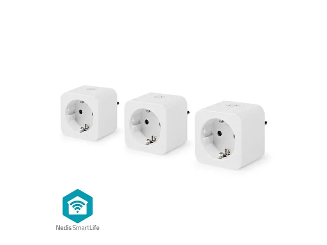 Nedis SmartLife Slimme Stekker Wi-Fi IP21 Wit 3 stuks
