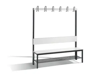 omkleedbank,HxLxD 1650x1500x407mm,HPL wit,frame staal RAL7021 - 1