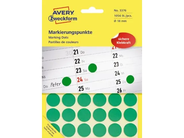 Avery Zweckform Ronde etiketten diameter 18 mm groen 1056 stuks
