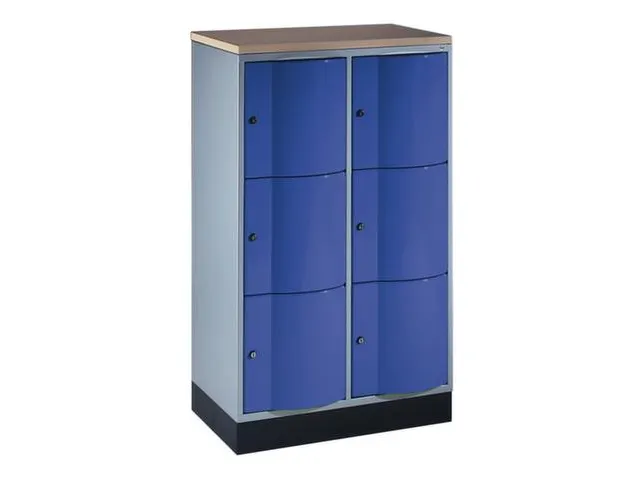 lockerkast,HxBxD 1255x770x540mm,2x3vakken,romp RAL7021,front RAL5010