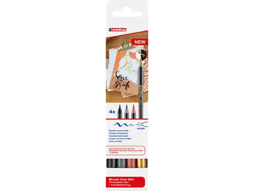 Brushpen edding 1340 letteringset assorti set à 4 stuks