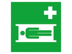 EHBO-bord,brancard,wandbord,aluminium,lang nalichtend,HxB 200x200mm