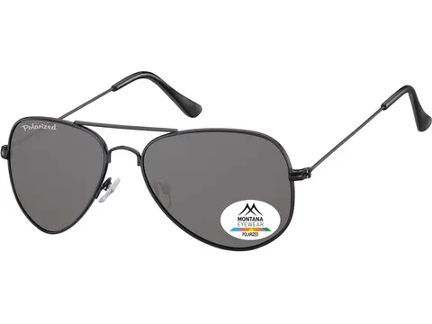 Zonnebril Montana met smoke gepolariseerd glas metaal zwart