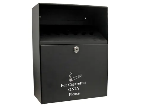 Wandasbak staal 24x30x9cm 7L zwart met 2 sleutels