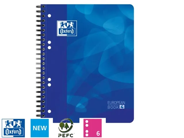 Projectboek Oxford A5+ Scribzee 6-gaats Lijn 120vel Blauw