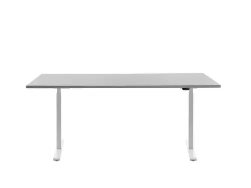 Elektrisch ihv bureau,HxBxD 700-1200x1800x800mm,blad grijs,T-voet wit