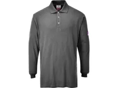 Portwest FR10 polo met lange mouwen, grijs, maat L, per stuk
