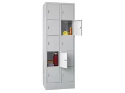 lockerkast,HxBxD 1850x600x500mm,2x5vakken,RAL7035,front RAL7016