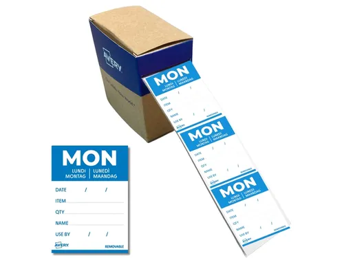 Etiket Avery HACCP maandag blauw 40x56mm 500 stuks