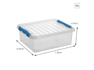 Q-line opbergbox 25L transparant blauw - 50c40c18cm - 2