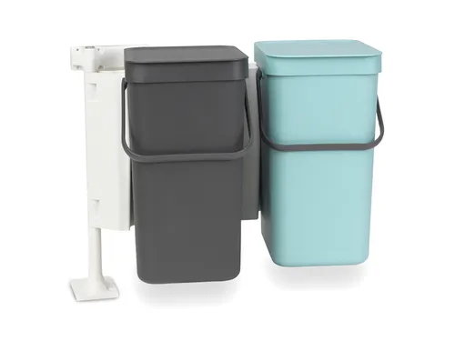 Inbouwafvalemmer Sort & Go 2x12 liter Mint Grijs Brabantia
