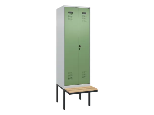 locker met bank,voor scheiding van kleding,HxBxD 2120x600x815mm,2vak