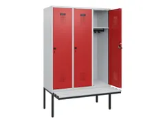 locker met bank,HxBxD 1950x1200x815mm,3vak,vak B 400mm,draaigrendel