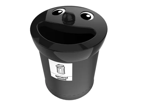 Afvalbak Smiley Face Bin 52 Liter General Waste Zwart