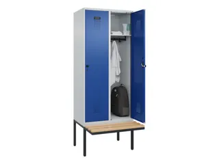 locker met bank,HxBxD 2120x800x815mm,2vak,vak B 400mm,draaigrendel - 1