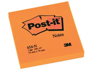 Memoblok Post-it 654 76x76mm oranje 100 vel - 1