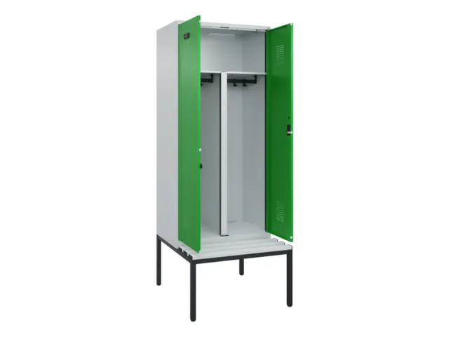 PBM-locker met bank,HxBxD 2120x800x815mm,2vak,vak B 400mm