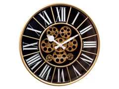 Zwarte Gear Klok - Grote Wandklok - 50cm - Bewegende tandwielen - "Wil