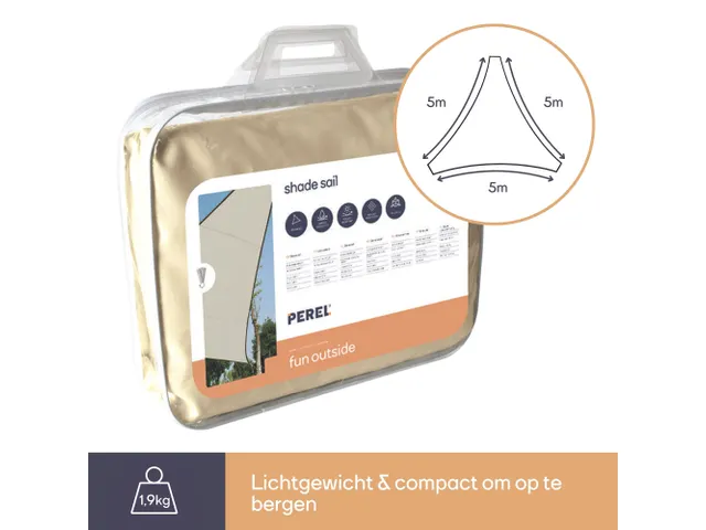 Voile solaire triangulaire 5x5x5m Crème