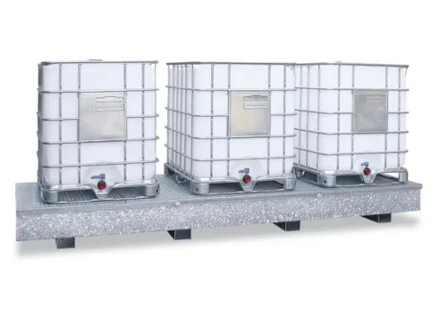 Opvangbak 3x Ibc Opvangvol. 1000l Staal 385x 3850x 1300mm Verzinkt