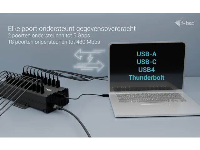 USB-C/USB-A Metal Charging + data HUB, 15W per port, 20x USB-C