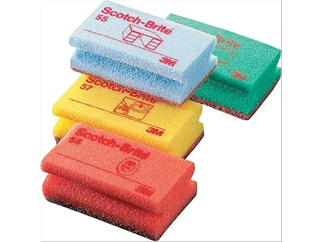 Schuurspons Scotch-Brite delicate oppervlakken 70x130mm geel 10 stuks