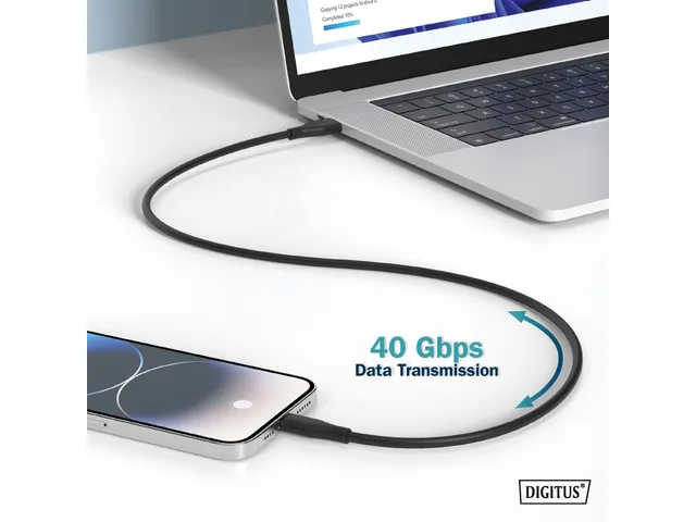 USB siliconen aansluitkabel USB-C USB-C 0,5m USB 4.0 Gen3 40G 240W 8K