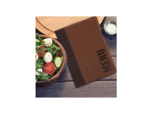 Menukaart Securit Trendy A5 2 tas bruin lederlook