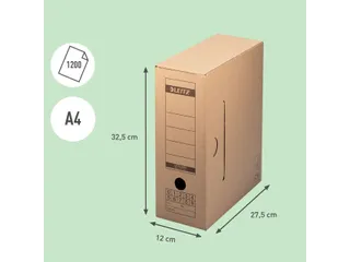 Archiefdoos Leitz 6086 Premium 120x275x325mm met afsluitklep bruin - 6