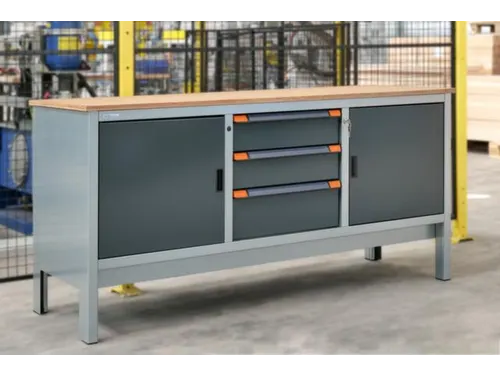 werkbank,HxBxD 870x1850x725mm,multiplexblad,draagverm. 1000kg,4voeten