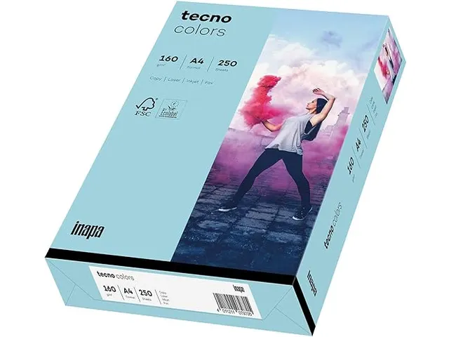Inapa Tecno colors Gekleurd papier A4 Midden blauw 160 gram 250vel