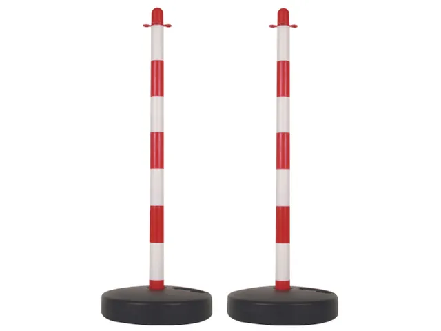 Poteau En Plastique Pour CHAÎNE DE Signalisation - Rouge/Blanc - 2 PC