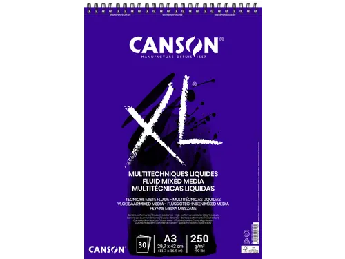 Mixed mediapapier Canson XL Fluid Mixed Media 30vel 250gr A3 extra wit