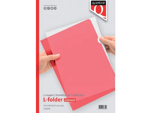 Insteekmap L-model Quantore A4 PP 0.12mm rood 25 stuks