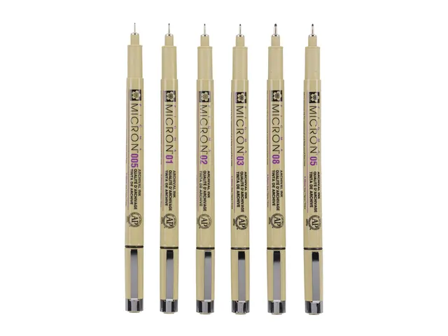 Fineliner Sakura pigma micron set 6stuks zwart