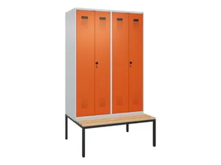 PBM-locker met bank,HxBxD 2120x1200x815mm,4vak,vak B 300mm - 2