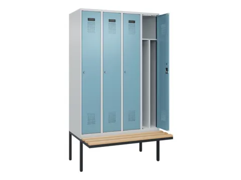 locker met bank,voor scheiding van kleding,HxBxD 2120x1200x815mm,4vak