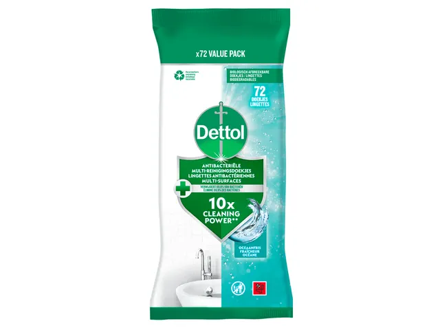 Dettol Reinigingsdoekjes Antibacterieel Oceaanfris pak van 72 doekjes