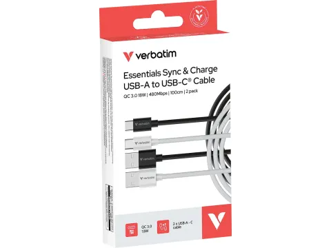 32393 Sync+Charge Kabel USB-A USB-C 1m 18 W zwart wit 480Mbit/s 2x