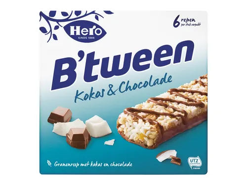 Tussendoortje Hero B'tween kokos chocolade 6pack reep 25gr