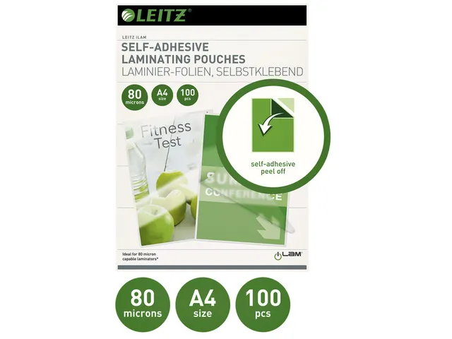 Lamineerhoes Leitz A4 zelfklevend 2x80 micron EVA 100stuks