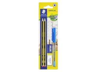 Schrijfset Staedtler 2 Noris potloden HB-balpen-gum-slijper-liniaal - 2