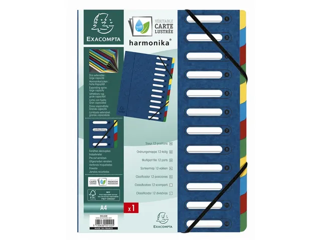 Sorteermap HARMONIKA - uitrekbare rug - met elastieken en uitgesneden