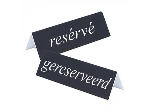 Emga Kunststof tafelbord Gereserveerd/ Réservé 2-zijdig 13x4cm Zwart