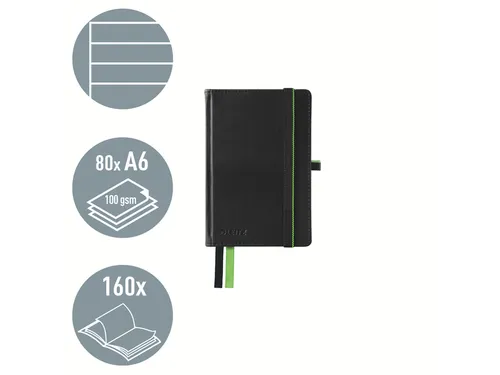 Notitieboek Leitz Complete A6 lijn 160 pagina's 100gr zwart