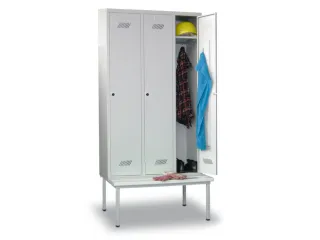 locker met bank,RAL 7035,HxBxD 2150x1200x500mm,3vak,vak B 400mm - 1